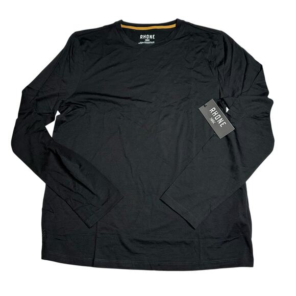 RHONE Modino Wool Long Sleeve Shirt Men's Size Large NWT Black Lightweight - Picture 2 of 7